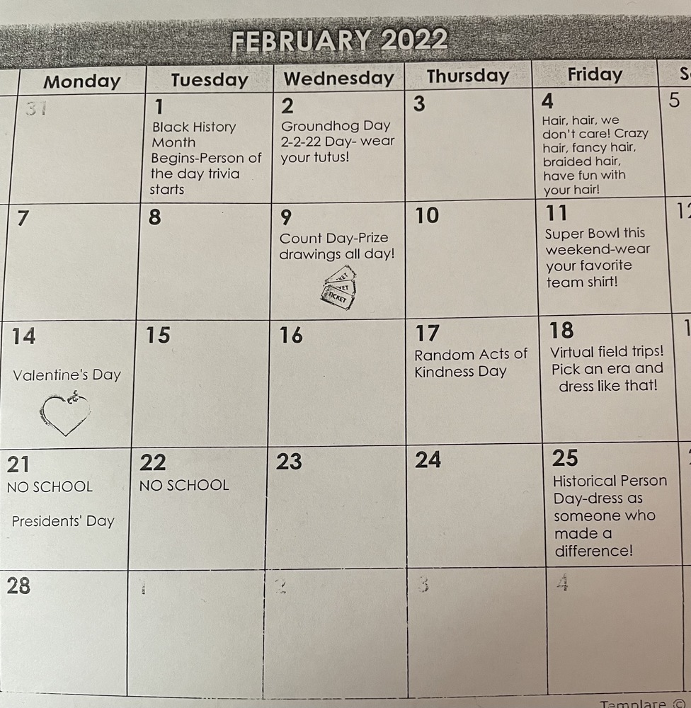 February's Calendar 