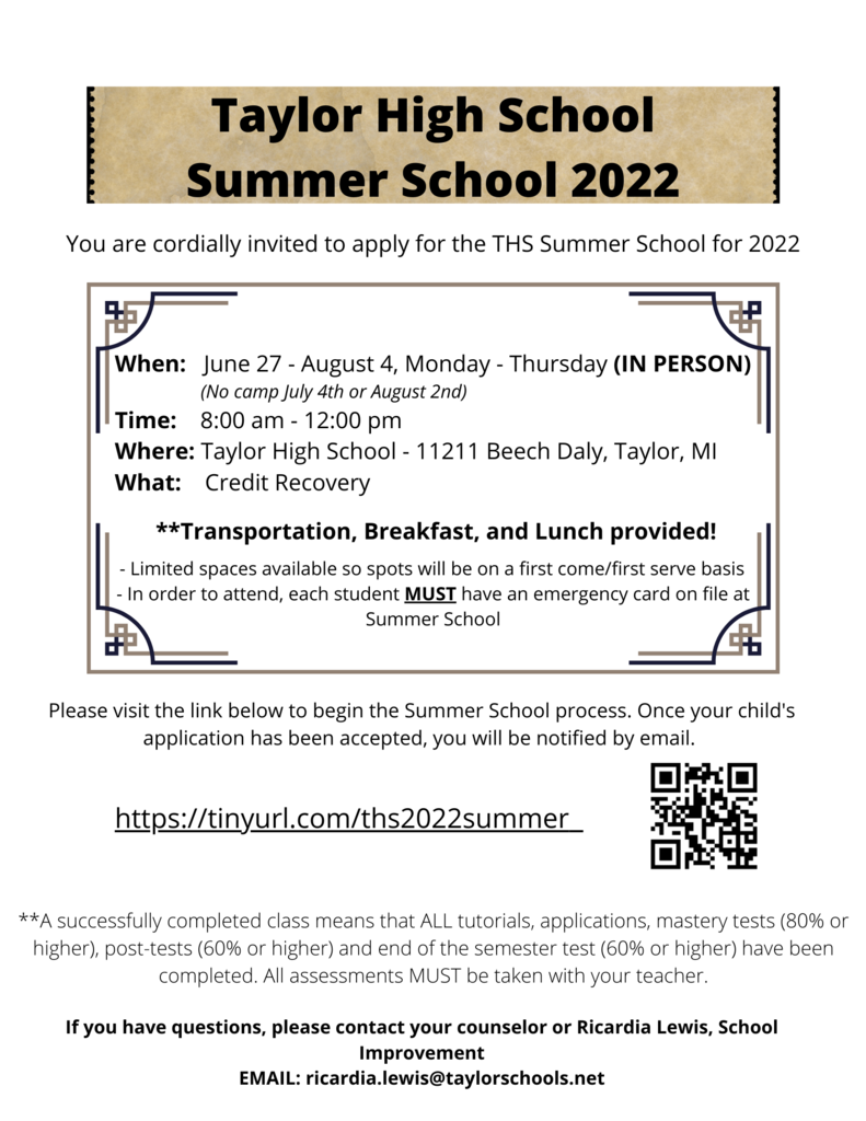 Summer School Application flyer